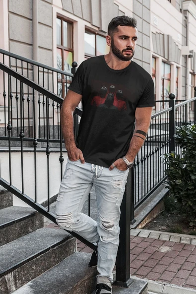 playbackmoda Akiki Tasarım, Squid Game Fan Dizayn, Film Afişi Tasarım, Siyah Oversize Tişört, L Beden - Resim 2