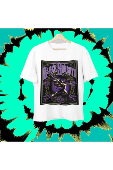 playbackmoda Owersize Tasarım Rock Poster Black Sabbath Baskılı Tişört - Resim 2