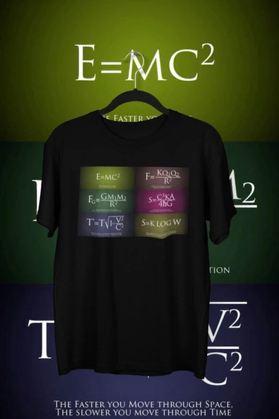playbackmoda Akiki Tasarım, Popüler Bilimsel Formüller, Bilimsel Tasarım, Siyah Oversize Tişört, M Beden ürün görseli