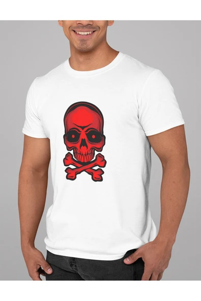 playbackmoda Oversize Kızıl Kurukafa Tasarım Baskılı Oversize Tişört ürün görseli