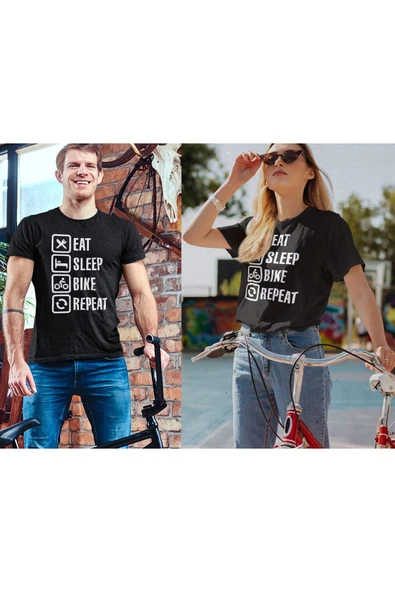 playbackmoda Akiki Tasarım, Ye-uyu-bisiklete Bin-tekrar Et, Bisiklet Fanatikleri, Siyah Oversize Tişört, L - Resim 2