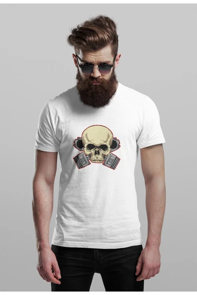 playbackmoda Oversize Piston Kurukafa Tasarım Baskılı Oversize Tişört ürün görseli