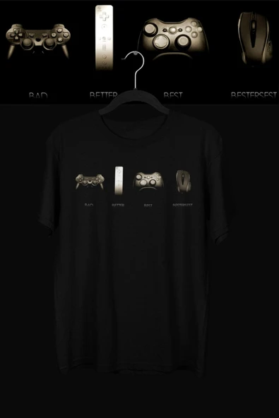 playbackmoda Akiki Tasarım, Bad-better-best-bestersest, Oyun Fanatikleri, Siyah Oversize Tişört, S ürün görseli
