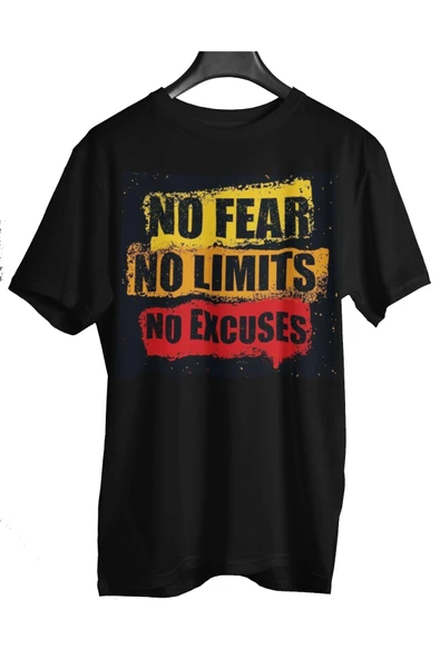 playbackmoda Oversize Renkli No Fear No Lımıts Yazılı Baskılı Oversize Tişört ürün görseli