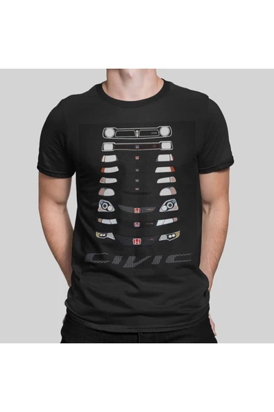 playbackmoda Owersize Tasarım Honda Civic Modelleri Baskılı Tişört - 1