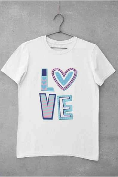 playbackmoda Oversize Renkli Love Yazılı Baskılı Oversize Tişört ürün görseli