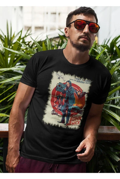 playbackmoda Akiki Tasarım, John Wick Fan Dizayn, Film Afişi Tasarım, Siyah Oversize Tişört, S Beden - Resim 2