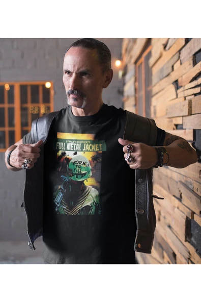 playbackmoda Akiki Tasarım, Full Metal Jacked Fan Dizayn, Film Afişi Tasarım, Siyah Oversize Tişört, Xl Beden - Resim 3