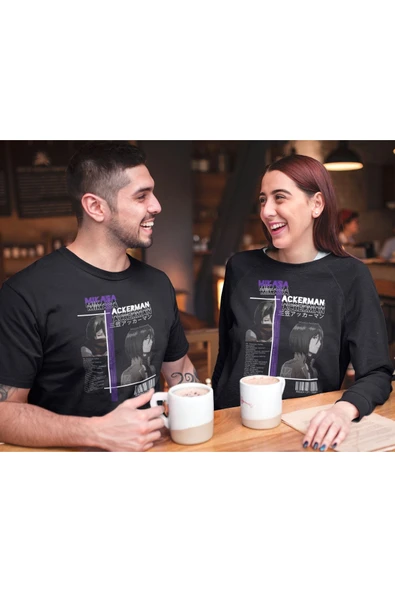 playbackmoda Akiki Tasarım, Mikasa Ackerman, Anime - Manga, Siyah Oversize Tişört, S Beden - Resim 2