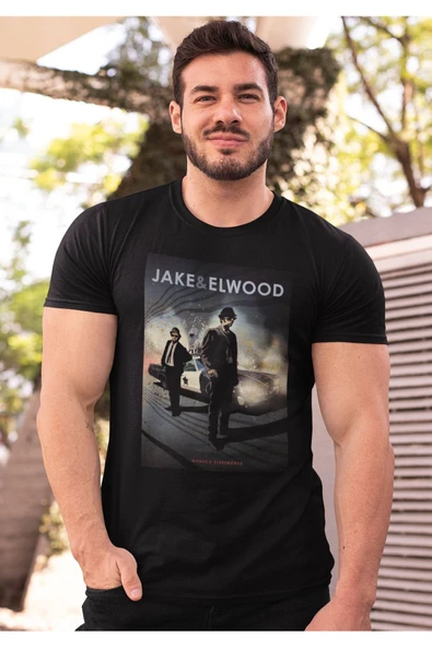 playbackmoda Akiki Tasarım, Blues Brothers-cazcı Kardeşler Jake & Elwood, Afiş Tasarım, Siyah Oversize Tişört, S - Resim 2