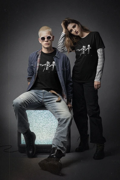 playbackmoda Akiki Tasarım, Pulp Fiction Star Wars Fantastik Fan Dizayn, Afiş Tasarım, Siyah Oversize Tişört, L - Resim 2