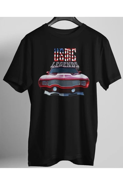 playbackmoda Owersize Tasarım American Muscle Car Legends Chevrolet Camaro Baskılı Tişört