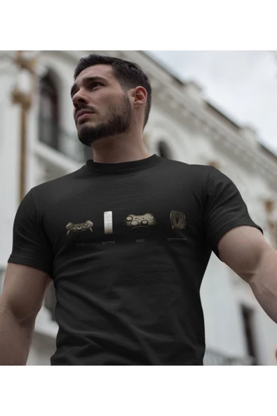 playbackmoda Akiki Tasarım, Bad-better-best-bestersest, Oyun Fanatikleri, Siyah Oversize Tişört, S - Resim 2