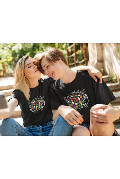 playbackmoda Akiki Tasarım, Rubikin Kübü Math Dizayn, Bilimsel Tasarım, Siyah Oversize Tişört, S Beden - Resim 2