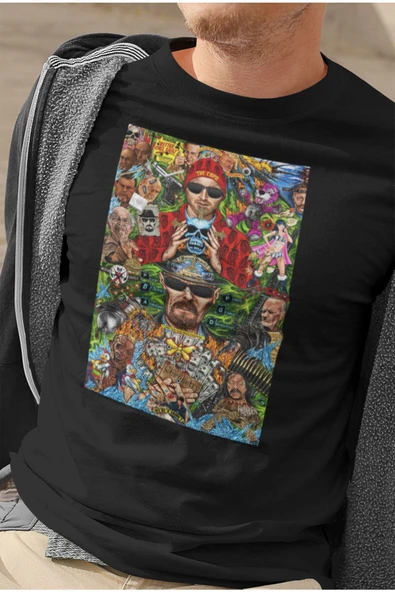 playbackmoda Akiki Tasarım, Breaking Bad Fantastik Fan Dizayn, Film Afişi Tasarım, Siyah Oversize Tişört, L - Resim 2
