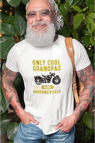 playbackmoda Owersize Motorsiklet Old Cool Grandpa Tasarım Baskılı Tişört ürün görseli