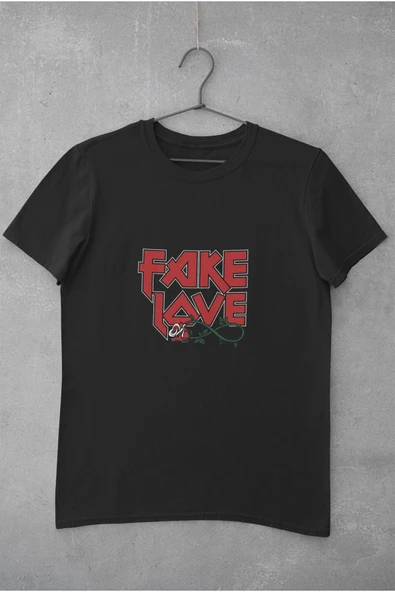 playbackmoda Oversize Renkli Fake Love Yazılı Baskılı Oversize Tişört - 1