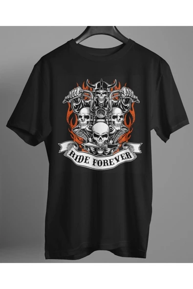 playbackmoda Owersize Tasarım Ride Forever Yazı Desen Baskılı Tişört ürün görseli