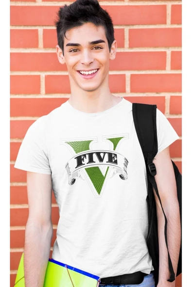 playbackmoda Oversize Renkli Fıve Yazılı Baskılı Oversize Tişört ürün görseli