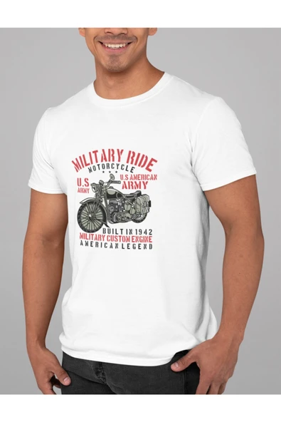 playbackmoda Owersize Motorsiklet Military Ride Yazı Tasarım Baskılı Tişört ürün görseli