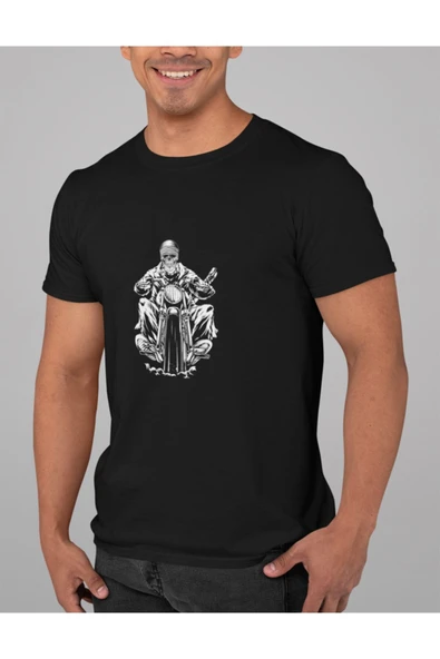 playbackmoda Oversize Motorsikletli Kurukafa Yazı Tasarım Baskılı Oversize Tişört ürün görseli