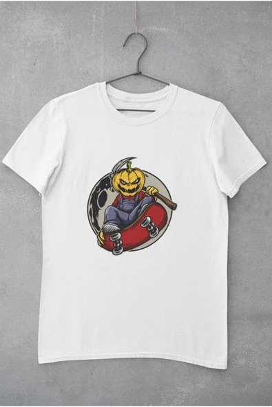 playbackmoda Owersize Skateboard Hallowenn Tasarım Baskılı Tişört ürün görseli