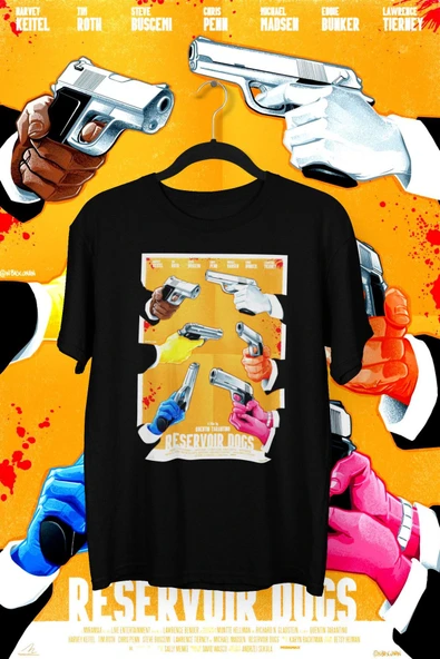 playbackmoda Akiki Tasarım, Rezervuar Köpekleri, Film Afişi Tasarım, Siyah Oversize Tişört, L Beden ürün görseli