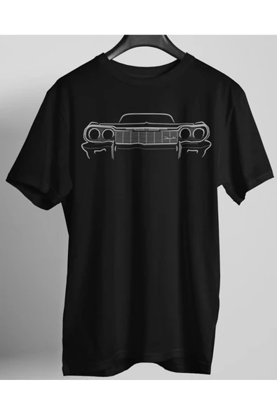playbackmoda Owersize Tasarım Chevrolet Impala Silüet Baskılı Tişört