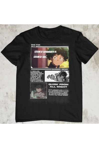 playbackmoda Akiki Tasarım, Izuku Midoriya, Anime - Manga, Siyah Oversize Tişört, S Beden ürün görseli