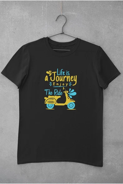 playbackmoda Oversize Scooter Motorsiklet Life Is A Journey Tasarım Baskılı Tişört - 1