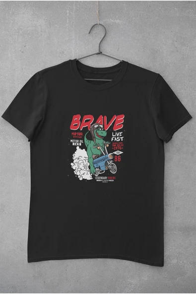 playbackmoda Oversize Motorsikletli Dinazor Tasarım Baskılı Oversize Tişört ürün görseli
