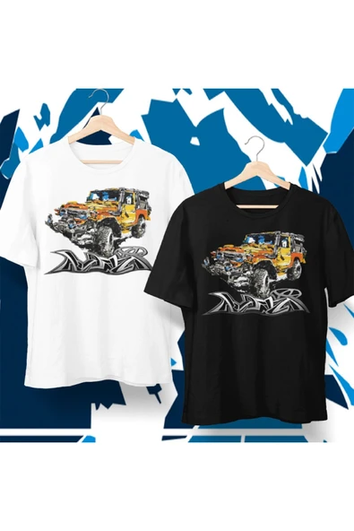 playbackmoda Owersize Tasarım Toyota Jeep Baskılı Tişört - Resim 2