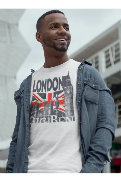 playbackmoda Owersize Tasarım Ülke Şehir London Baskılı Tişört - Resim 2