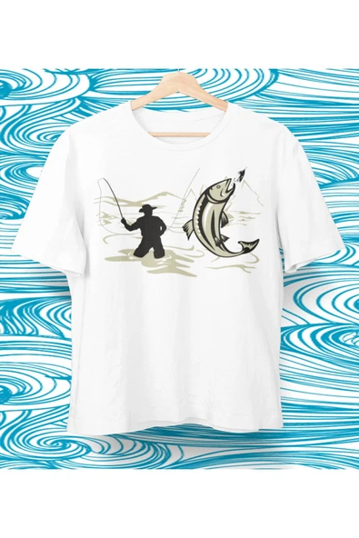 playbackmoda Owersize Tasarım Balık Balıkçılık Baskılı Tişört - Resim 2