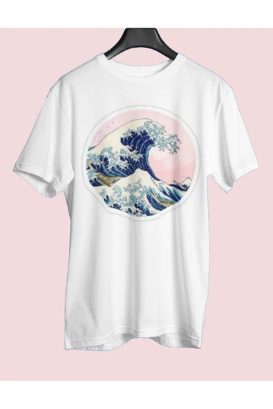 playbackmoda Owersize Tasarım Ilustrasyon Dalga Baskılı Tişört ürün görseli