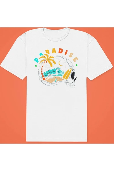 playbackmoda Owersize Paradise Kurukafa Tasarım Baskılı Tişört ürün görseli