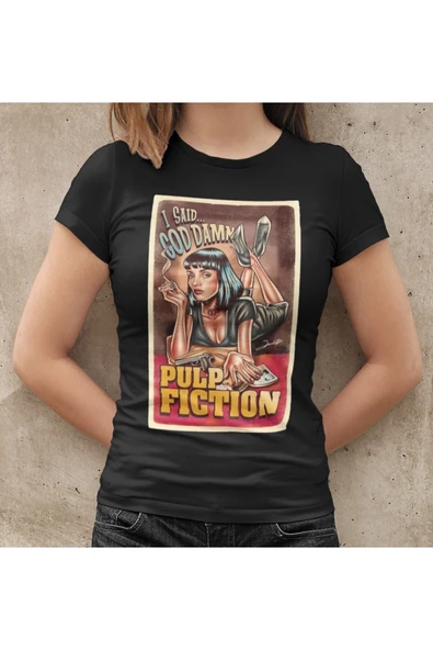 playbackmoda Owersize Film Afiş Pulp Fıctıontasarım Baskılı Tişört - Resim 2