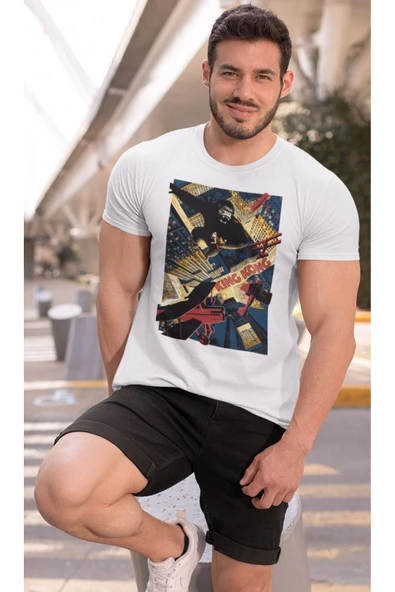 playbackmoda Owersize Film Afiş Kıng Kong Tasarım Baskılı Tişört - Resim 2
