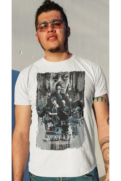 playbackmoda Owersize Film Afiş Matrıx Tasarım Baskılı Tişört - Resim 2