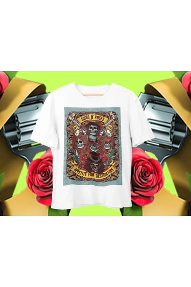 playbackmoda Owersize Tasarım Rock Poster Guns And Roses Baskılı Tişört - Resim 2