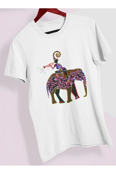 playbackmoda Owersize Tasarım Ülke Şehir Afrika Fil Baskılı Tişört ürün görseli