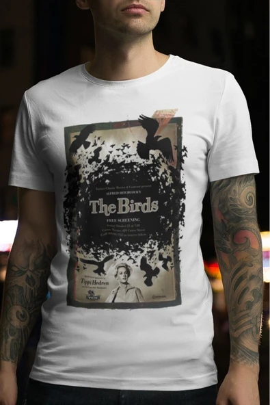playbackmoda Owersize Film Afiş The Bırds Tasarım Baskılı Tişört - Resim 2