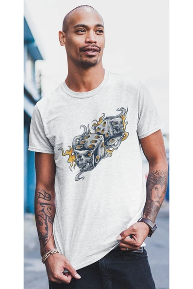 playbackmoda Owersize Zar Kurukafa Tasarım Baskılı Tişört - Resim 2