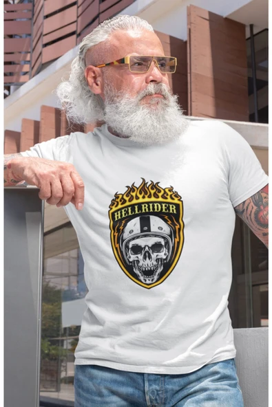 playbackmoda Oversize Motosiklet Hell Rider Tasarım Baskılı Oversize Tişört ürün görseli