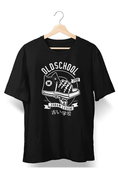 playbackmoda Oversize Renkli Old Scholl Converse Yazılı Baskılı Oversize Tişört