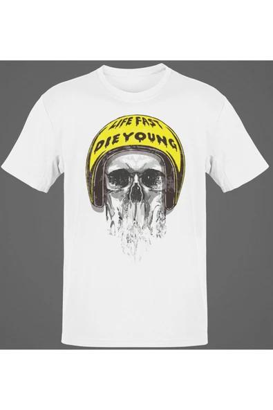 playbackmoda Owersize Motosiklet Kask Kurukafa Tasarım Baskılı Tişört ürün görseli