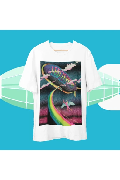playbackmoda Owersize Tasarım Rock Poster Led Zeppelin Baskılı Tişört - Resim 2