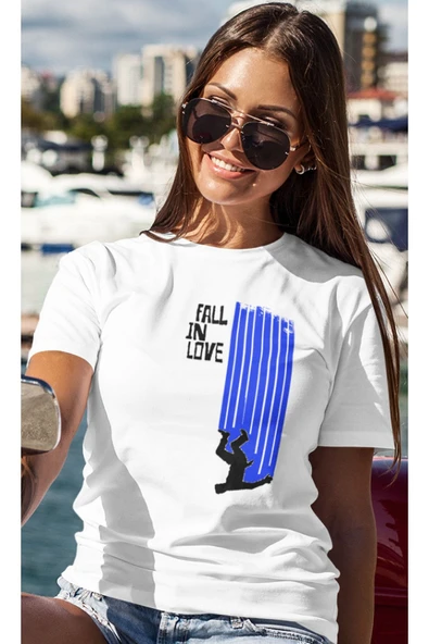 playbackmoda Owersize Fall In Love Yazı Baskılı Tişört - Resim 2