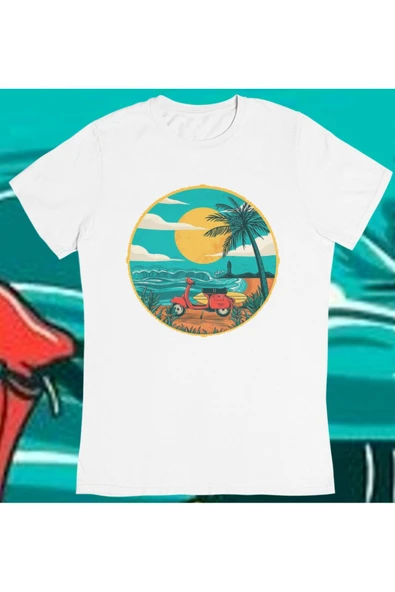 playbackmoda Owersize Vespa Motor Scooter Tasarım Baskılı Tişört ürün görseli