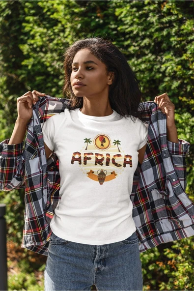 playbackmoda Owersize Tasarım Ülke Şehir Afrika Baskılı Tişört - Resim 2